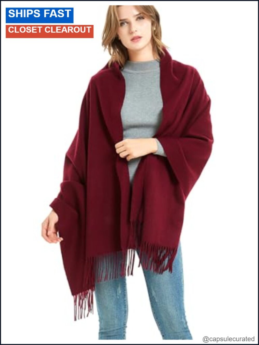 Wool Pashmina Shawl Wrap Travel Blanket Scarf Winter Thick for Women 78x27